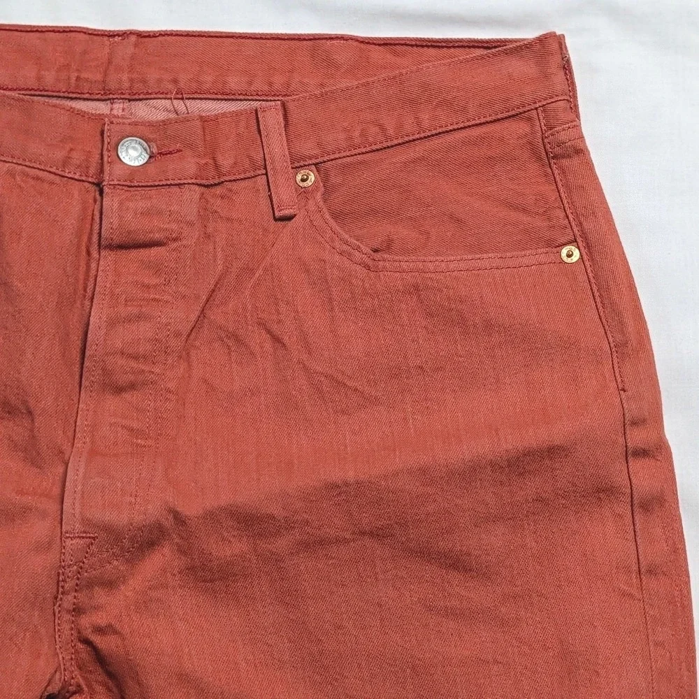 Levi's 501 Original Fit Straight Leg Salmon Orange Jeans Mens 40x32